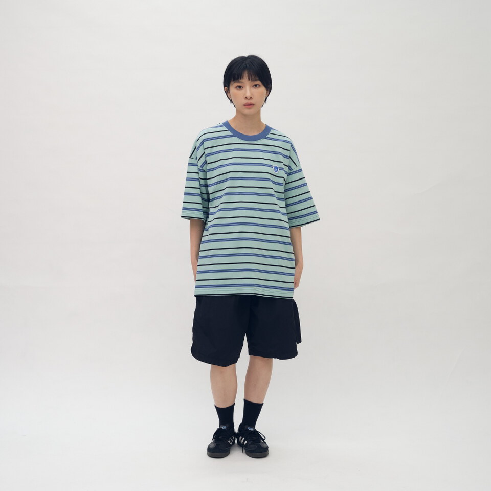 雙色條紋-小P社長-條紋短袖TEE
