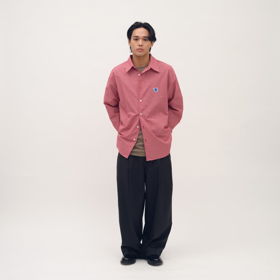 小P社長格紋長袖襯衫