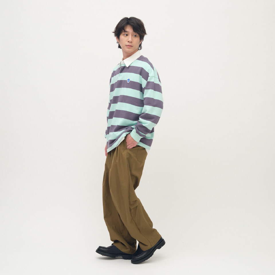 小P社長條紋長袖POLO衫