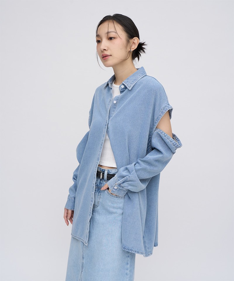 3WAY可拆袖丹寧襯衫