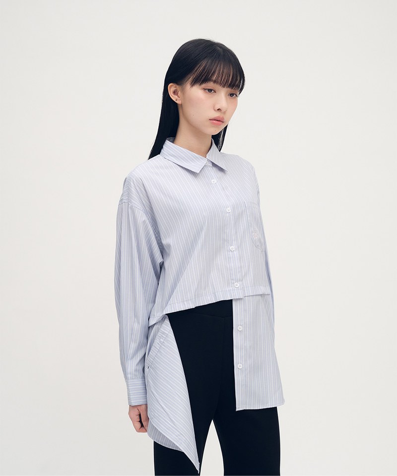 條紋兩截式開釦襯衫