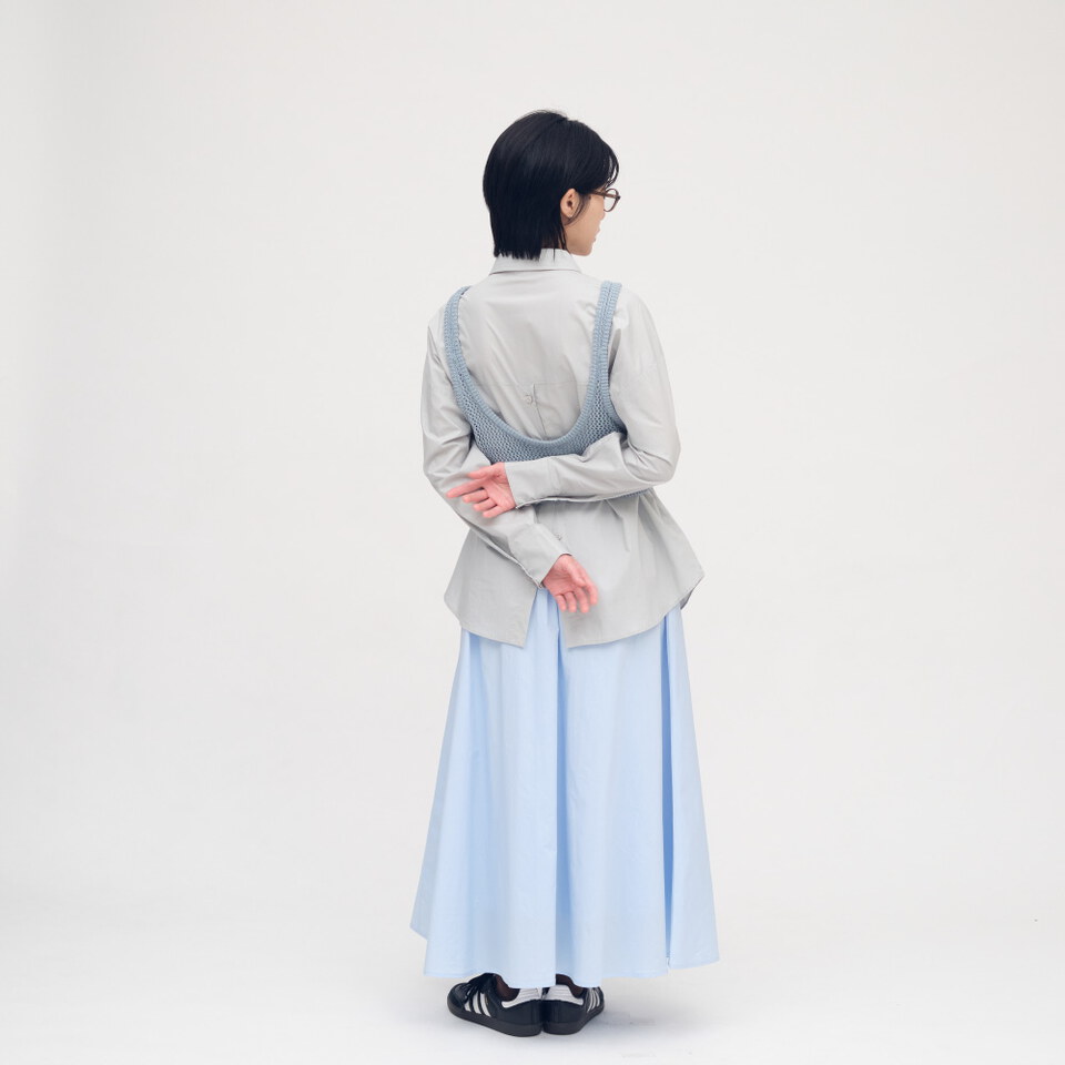 綁帶細褶長裙