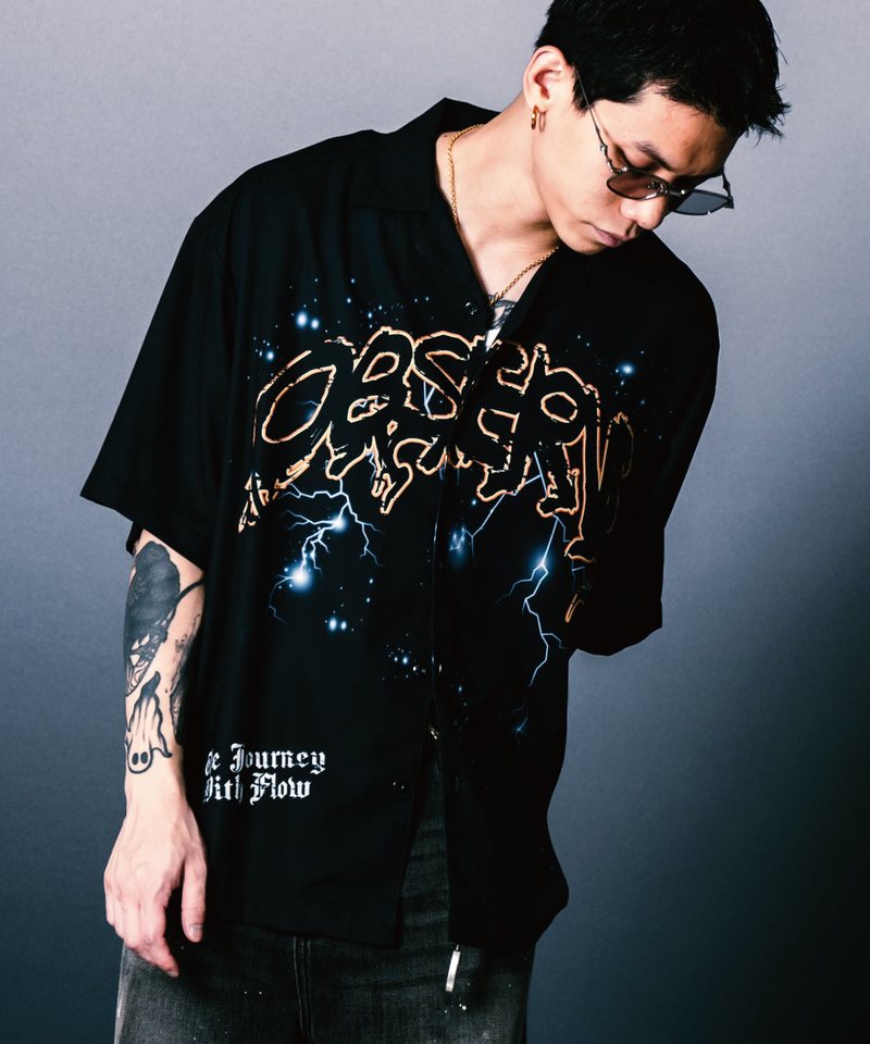 SNS0225-252 閃電圖案開領襯衫 Thunder Light Print Shirt