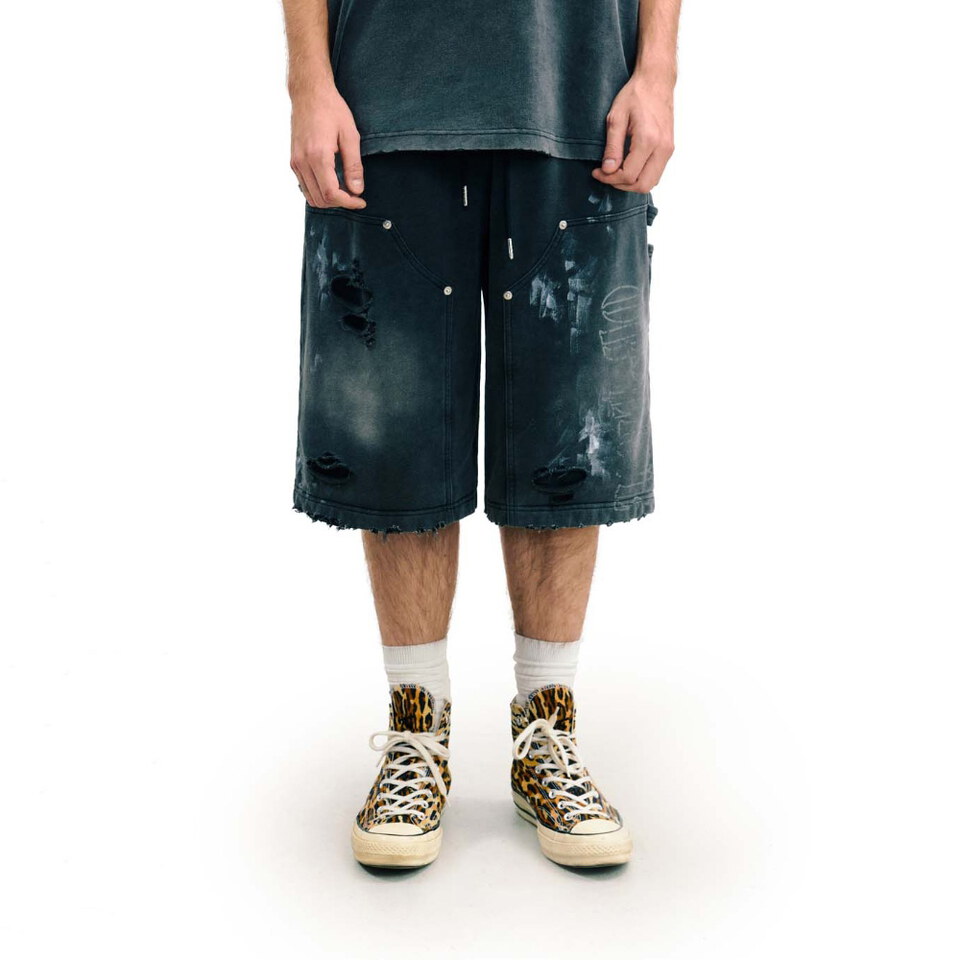 SNS1715-261 滴墨做舊棉質短褲 Drip Distressed Cotto Shorts