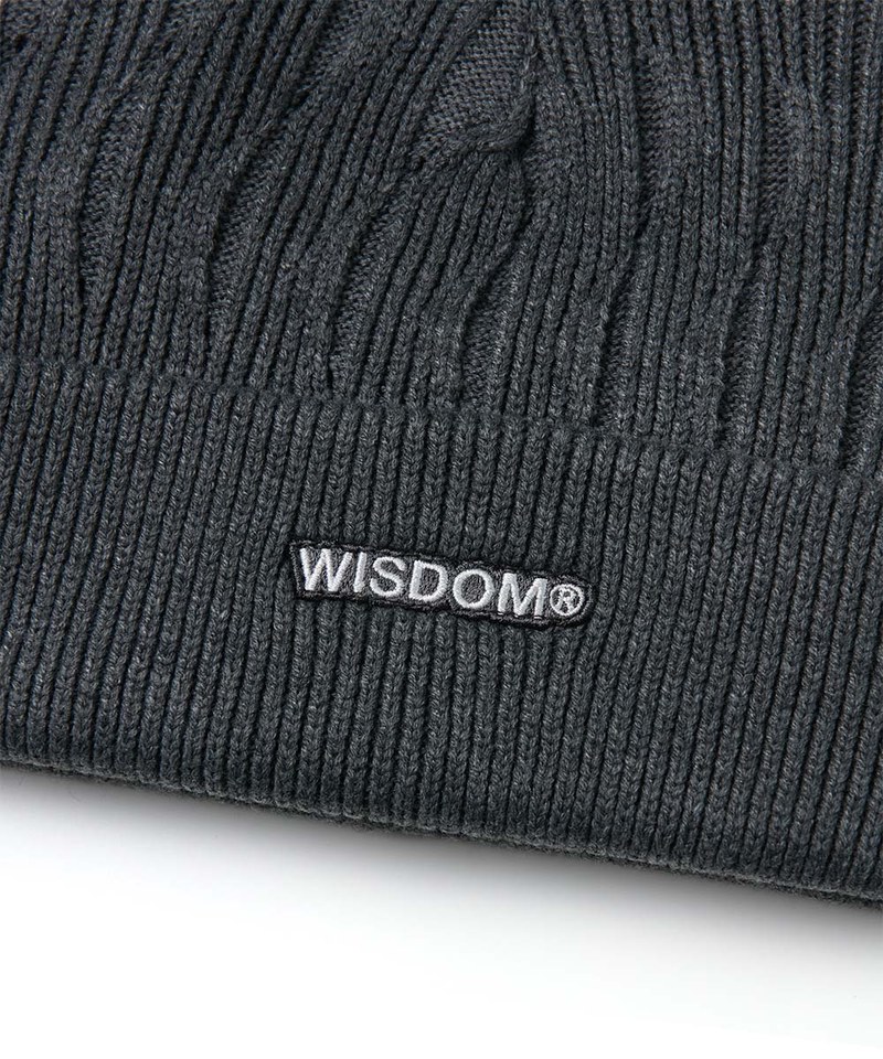 可翻折短毛帽 WISDOM LOGO BEANIE