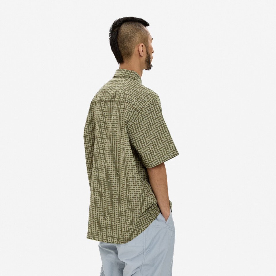 格紋襯衫 Y E S Font Plaid Half Shirt
