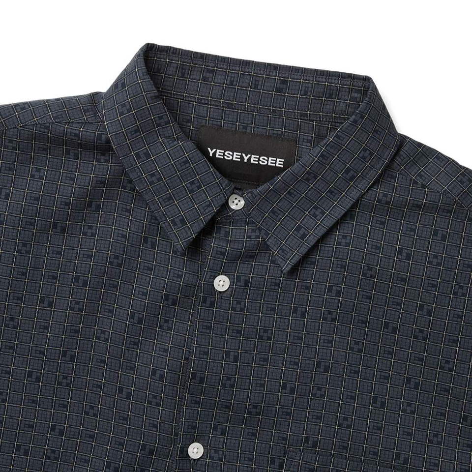 格紋襯衫 Y E S Font Plaid Half Shirt