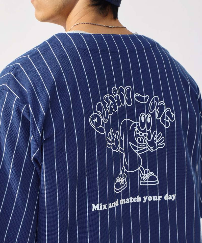 PM-LOGO條紋棒球衫