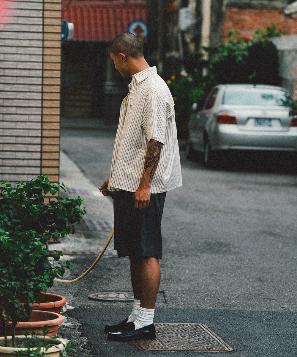 KFK 防潑水耐皺條紋襯衫 SS Side Pocket Shirt