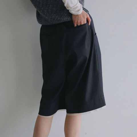 ANK1603-262 拼接剪裁五分褲 Hightwist Half Pants