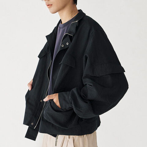 立體口袋拉鍊短外套 Zip up Pocket Short Jacket