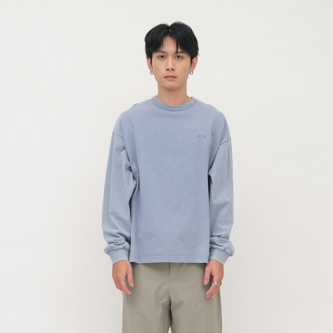 寬版刺繡水洗長袖TEE