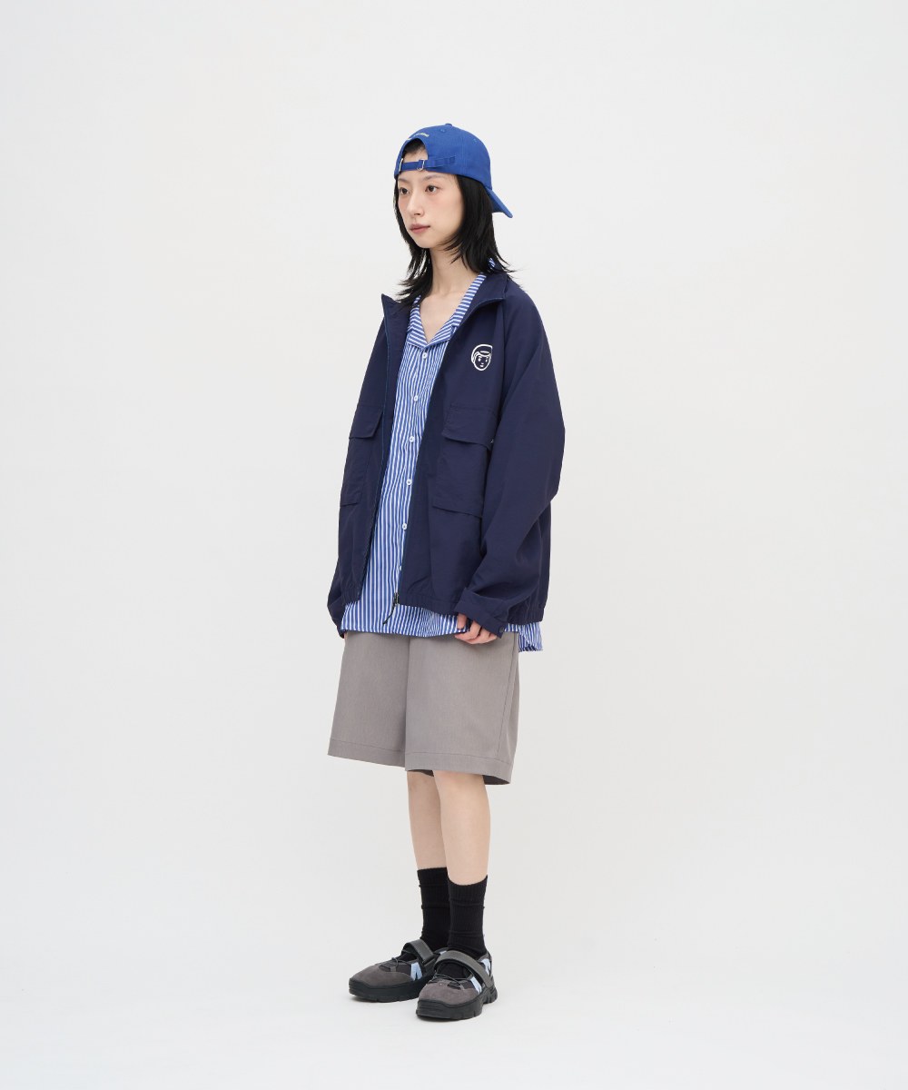 日常條紋開領短袖襯衫