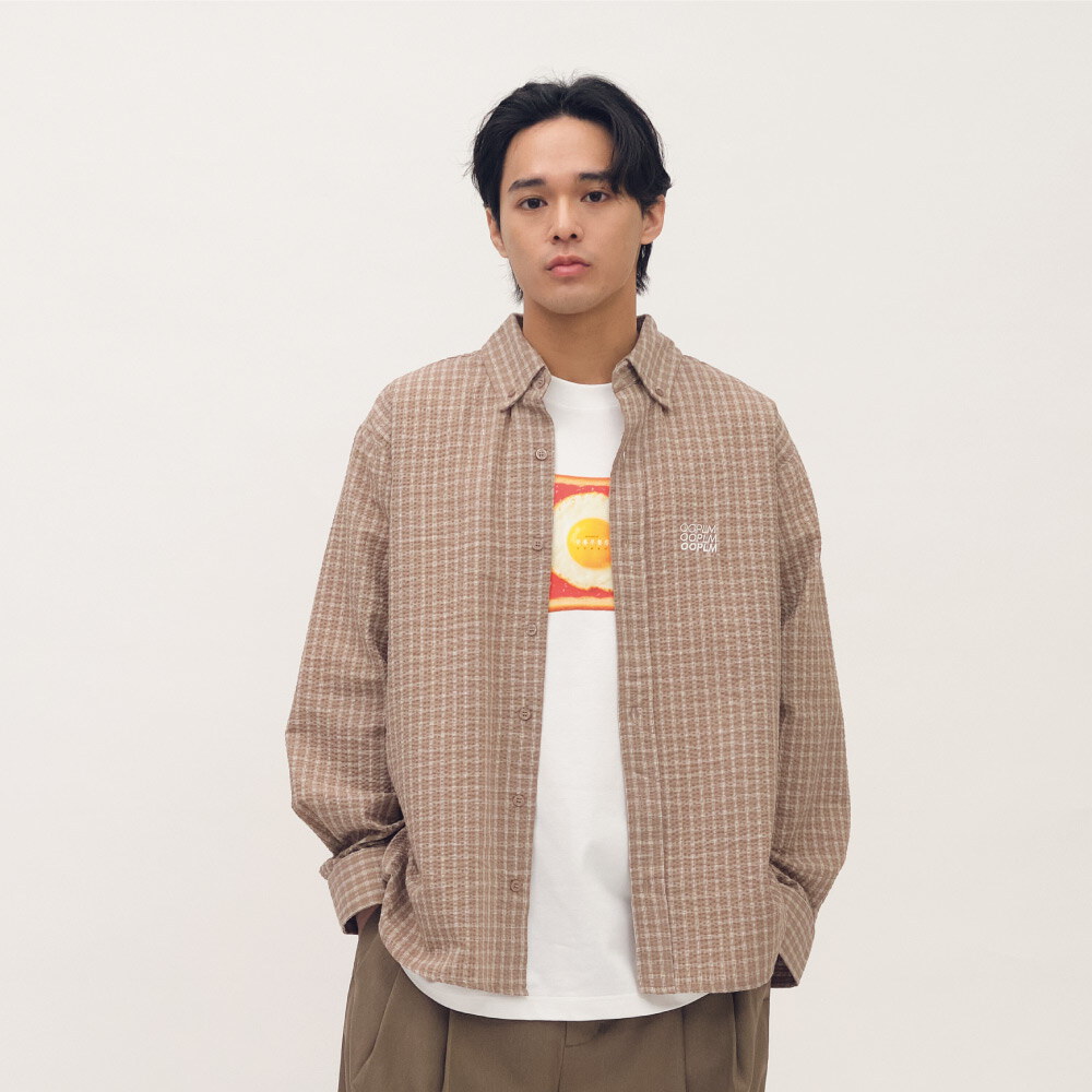 日常格紋長袖襯衫