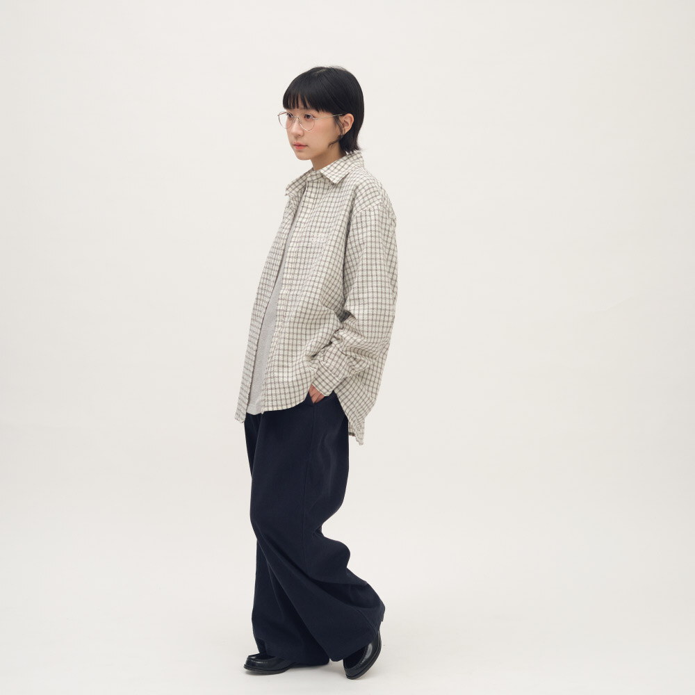 日常格紋長袖襯衫