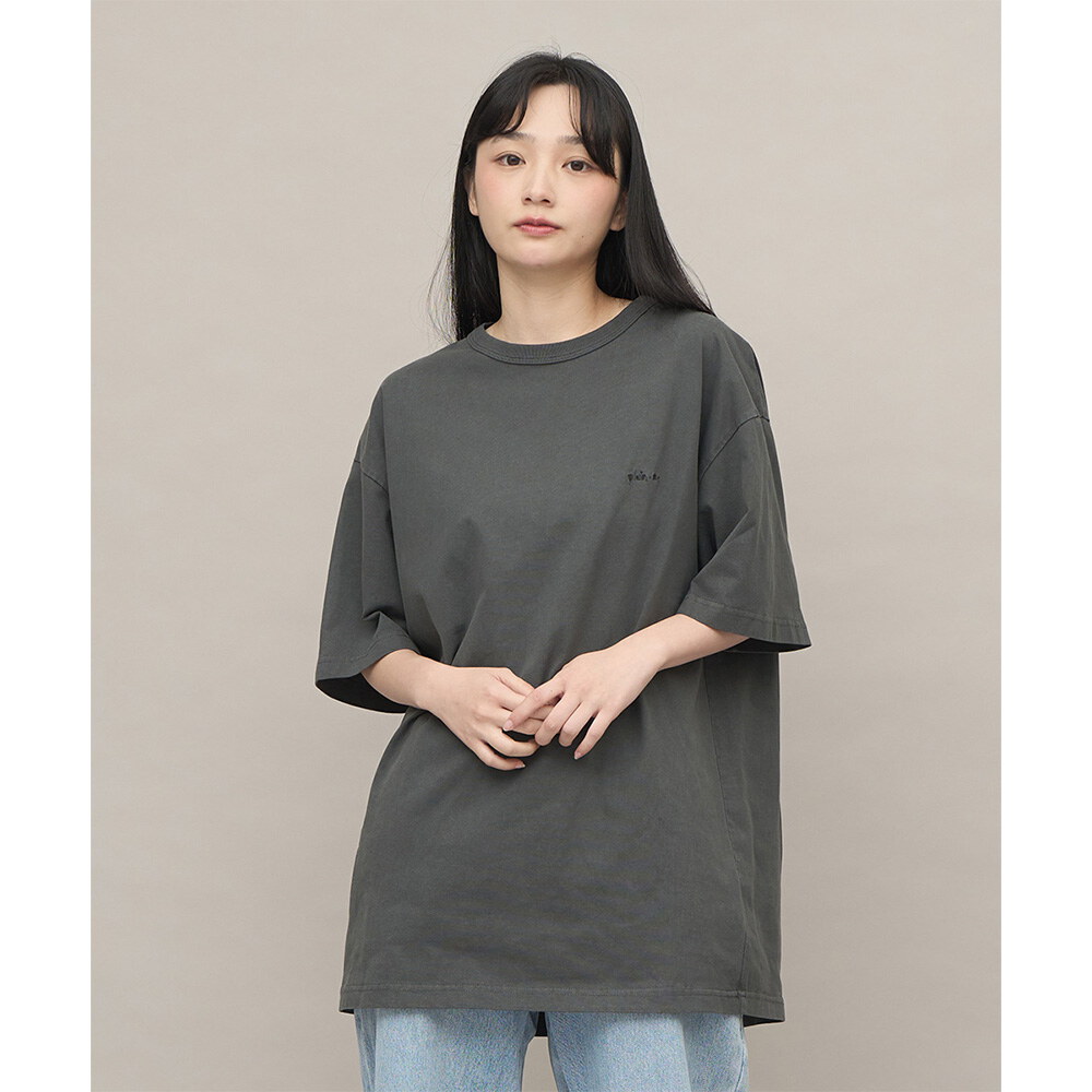 寬版刺繡水洗短袖TEE