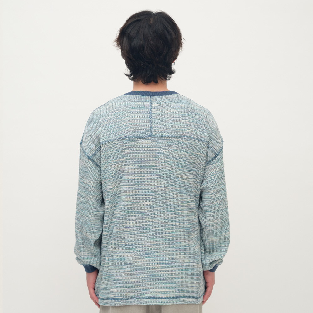 PLAIN刺繡花紗華夫格長TEE