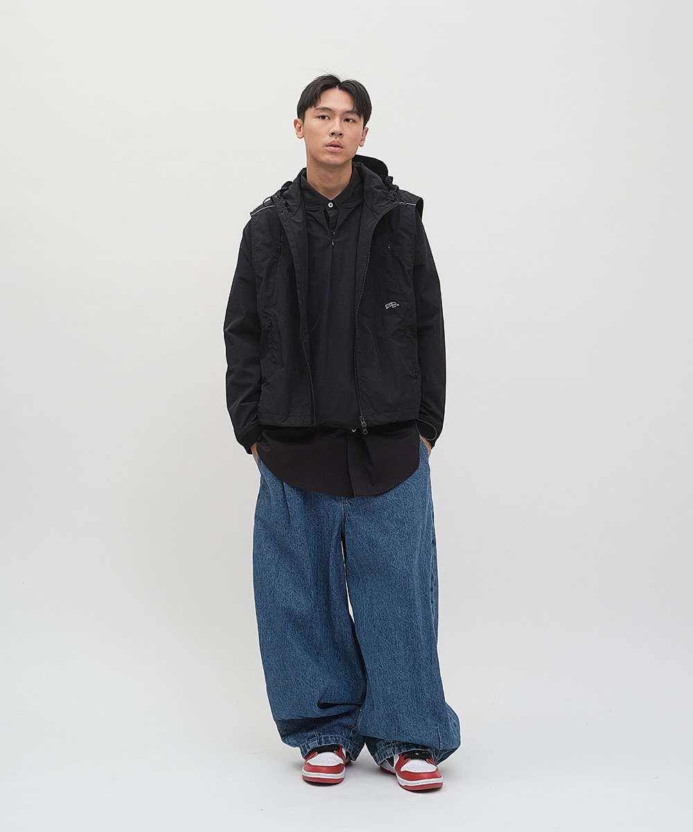 抗撕裂連帽多口袋短版背心