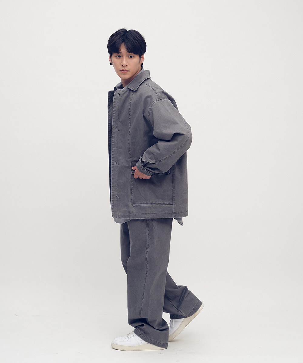 Timelly 弧線剪裁水洗夾克外套