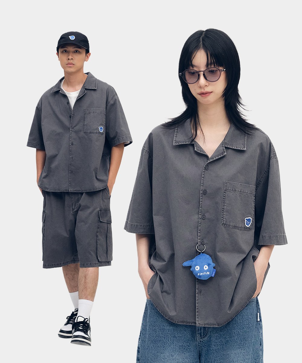 小P社長水洗短袖襯衫