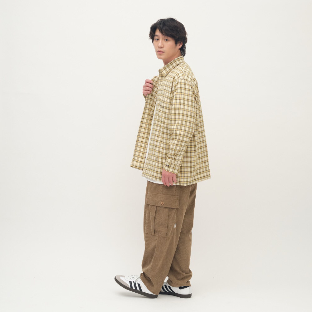 PLAIN刺繡格紋口袋襯衫