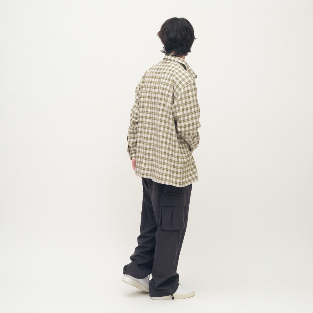 PLAIN刺繡格紋口袋襯衫