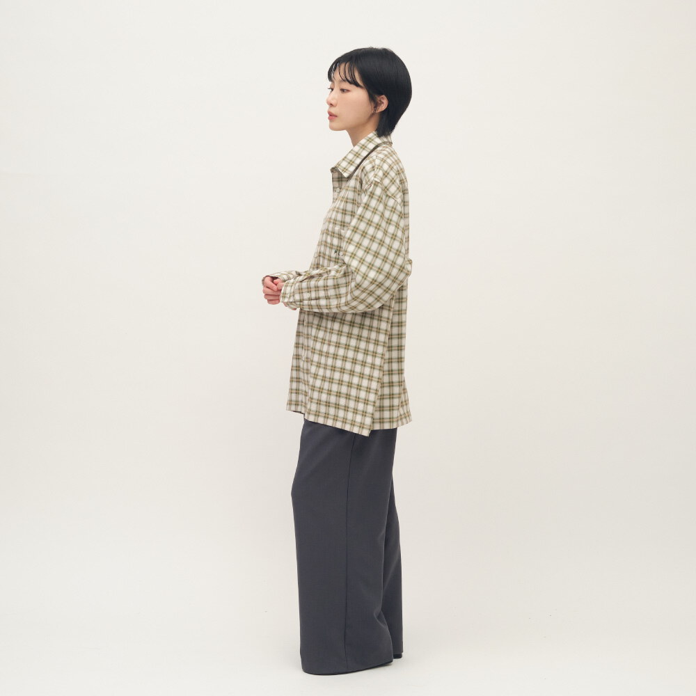 PLAIN刺繡格紋口袋襯衫