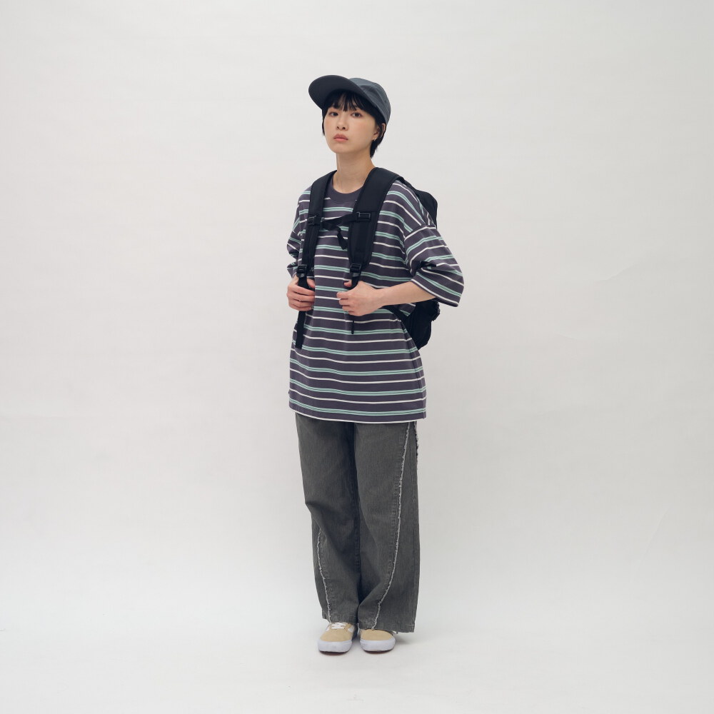雙色條紋-小P社長-條紋短袖TEE