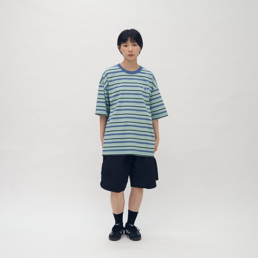 雙色條紋-小P社長-條紋短袖TEE
