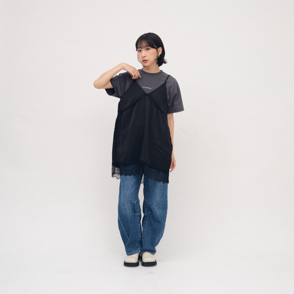 SAAKO 刺繡寬鬆水洗tee
