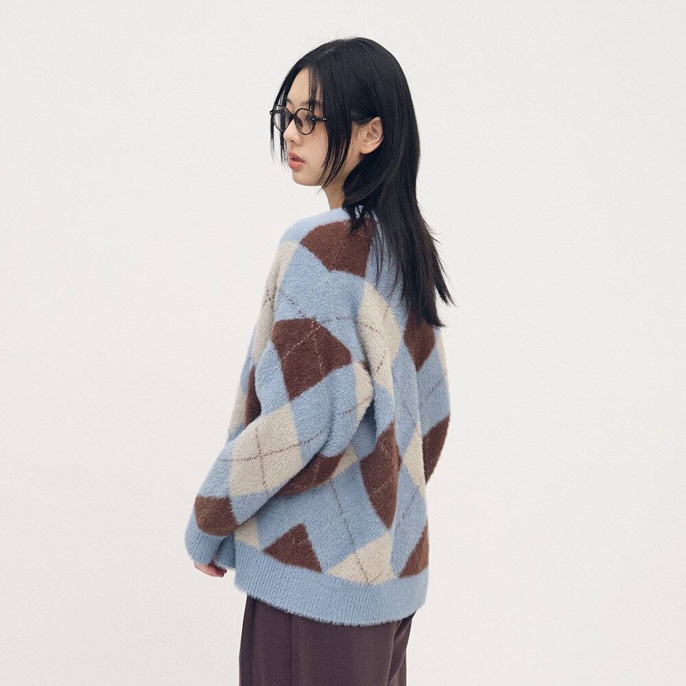菱格紋針織開襟外套