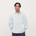 PLN3391-261 clip by clip OVERSIZE條紋牛津襯衫