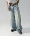 SNS1403-251 彎刀水洗牛仔長褲 Twist Seam Baggy Denim Jeans