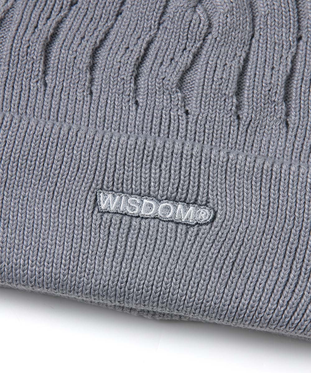 可翻折短毛帽 WISDOM LOGO BEANIE