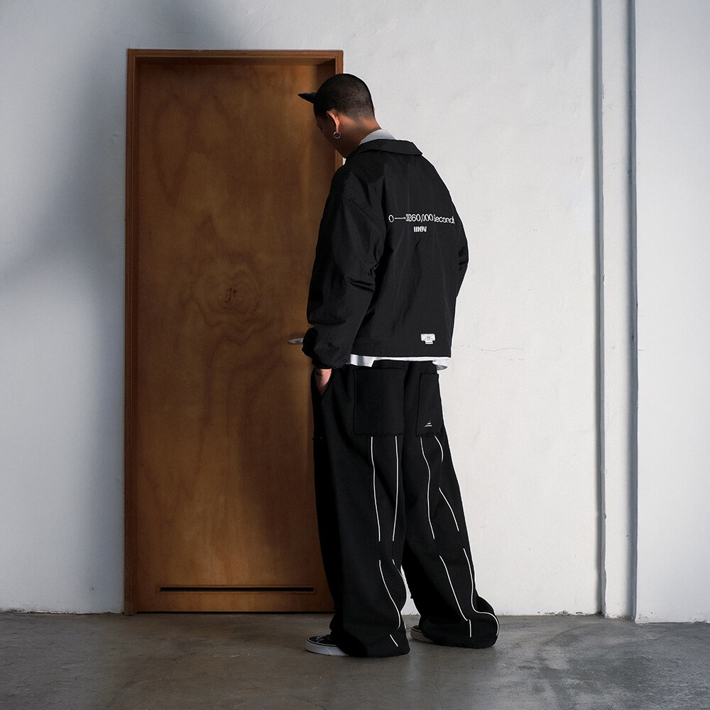 雙膝結構寬版棉褲 3 28 BLACK DOUBLE KNEE SWEAT PANTS