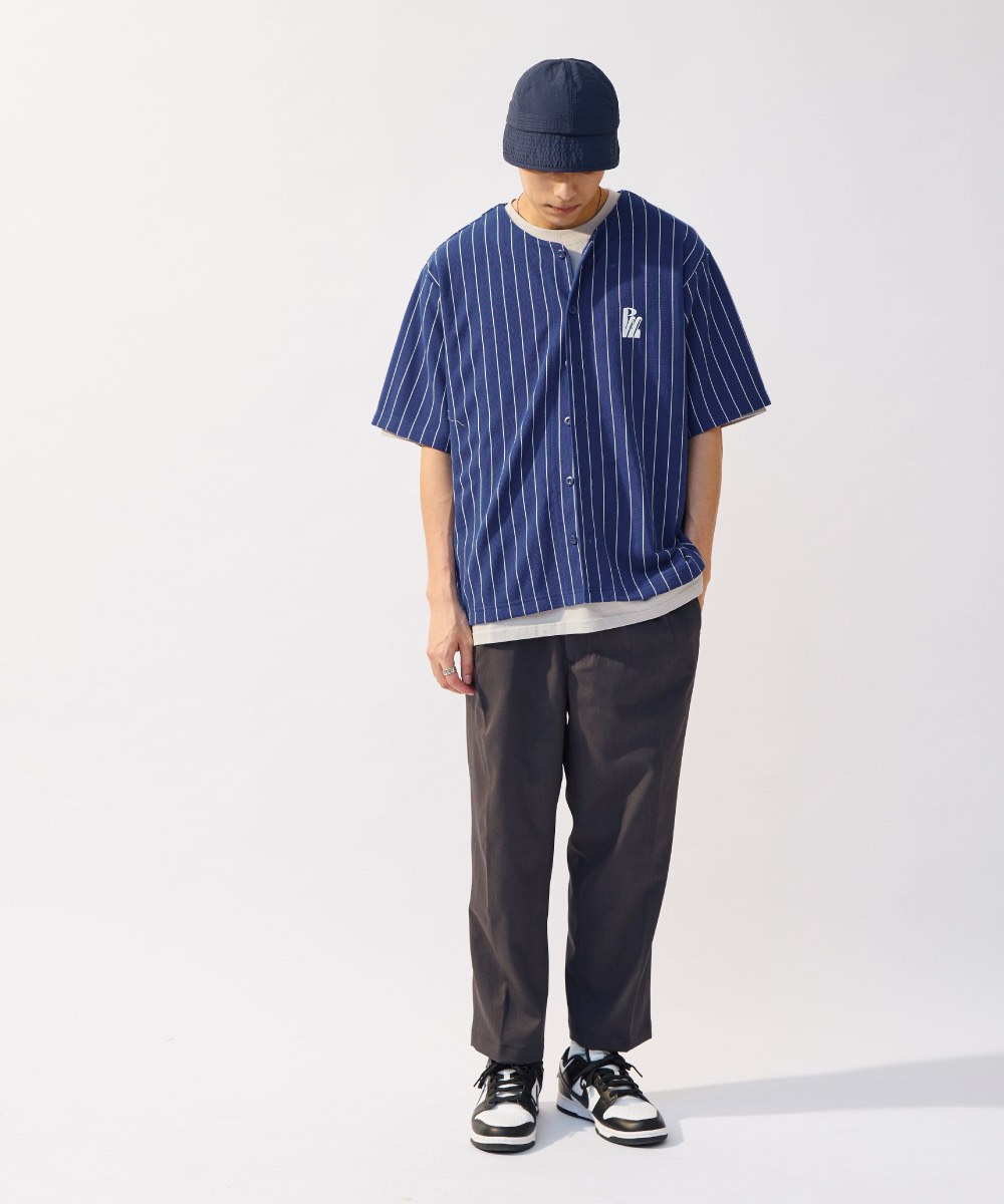 PM-LOGO條紋棒球衫
